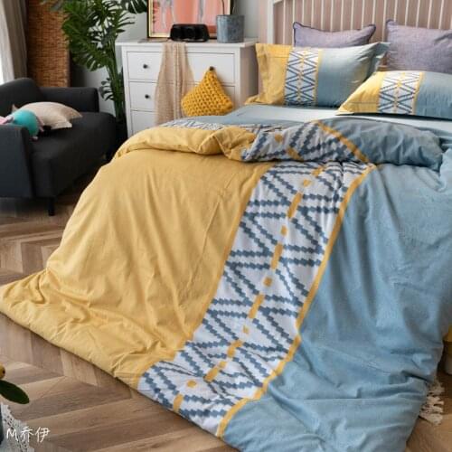 Bedding cotton set 2020 new heavy brushed stripe mordern bed linen set thicken cotton fabric duvet cover+ flat sheet+Pillowcase