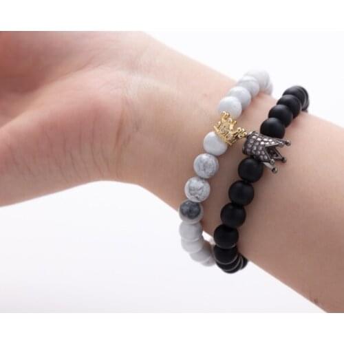 Crown 8mm bohemian multicolor Agate beads Chakra Reiki Buddha Yoga Bracelet elastic adjustable Volcanic Stone Bangles iolk45