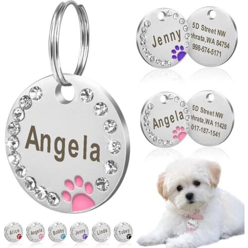 25mm Round Blank Dog Tag Pet Dog Collar Accessories Cat Id Tag Stainless Steel Bone Paw Name（do not provide Engraved Service