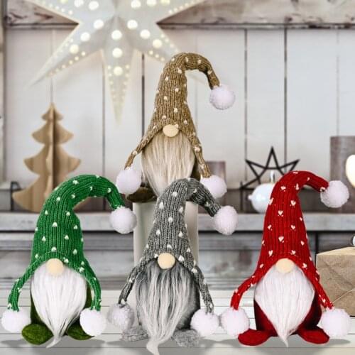 Faceless Cute Christmas Decoration Sitting Doll Long Leg Polka Dot Hat Elf Doll Home Decorations New Year Gift For Kids