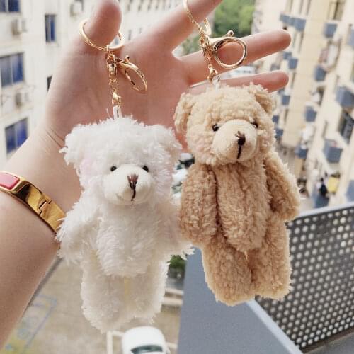 Cute Anime Teddy Bear Plush Doll Key Chains Ring Woman Keychain Bag Charms Toy Car Keyring Party Gift Trinket Gifts for Friends