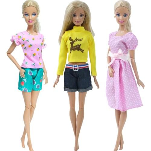 3 Pcs/Lot Fashion Princess Dress Skirt Daily Casual Wear Mix Style Outfit Clothes for Barbie Doll Baby Accessories DIY House Toy