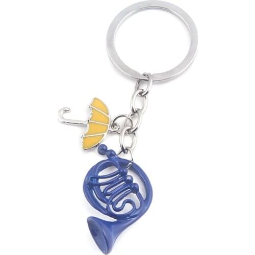 New 1pcs How I Met Your Mother Blue French Horn Small Yellow Umbrella Key Ring KeyChain For Lovers