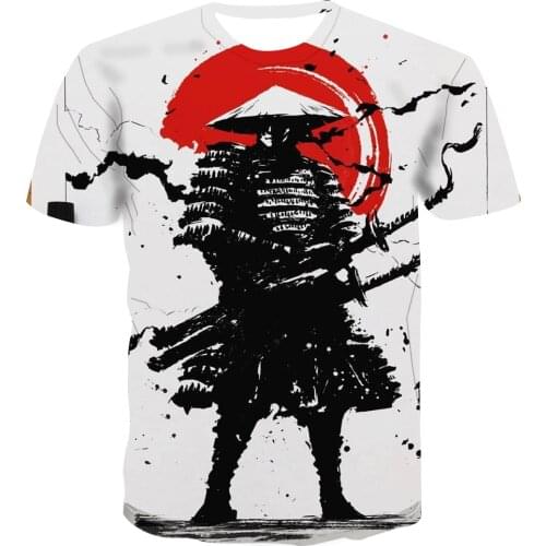 2021 New Cool Japanese Samurai Printed O-neck Mens T shirt, Fashion Street Hip-hop Harajuku Ninja Printed Childrens Tops Tees