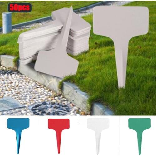 New 50pcs Nursery Garden Gray Plastic Plant T-type Markers Plant Tags Nursery Garden Labels Best Price