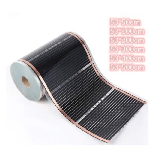 All Sizes 220V 50cm Width Healthy Floor Heating Infrared Underfloor Heating Carbon Film Heater Electric Floor Warming Mat 220W