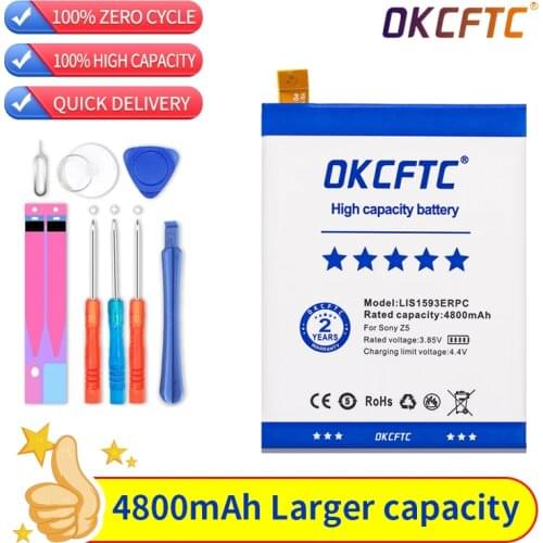 OKCFTC Original 4800mAh LIS1593ERPC Battery For SONY Xperia Z5 E6633 E6653 E6683 E6603 Phone High Quality Battery
