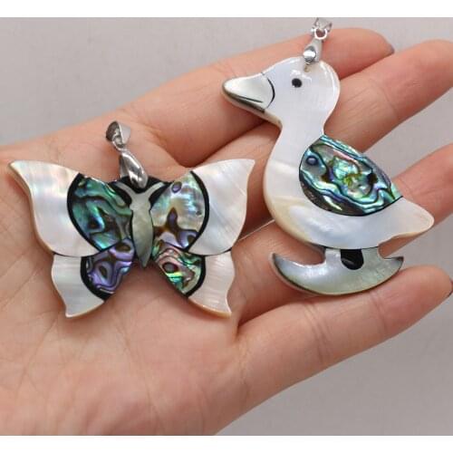 Natural Shell Pendant Natural Mother of Pearl Shells Pendant Bird Butterfly Animal Charms for Women DIY Necklace Jewelry Making