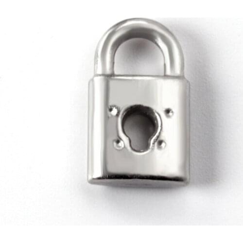ASON 10pcs/lot Stainless Steel Lock Shape Pendant Perforated Silver Color Locks Charm For Necklace DIY Jewelry Making Wholesale