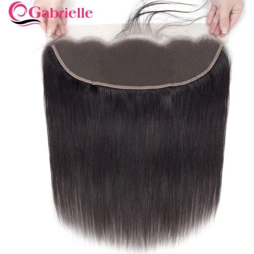 Gabrielle Transparent Lace Frontal Brazilian Straight 13x4 Lace Frontal Closure Human Hair Medium Brown Swiss Lace Remy Hair