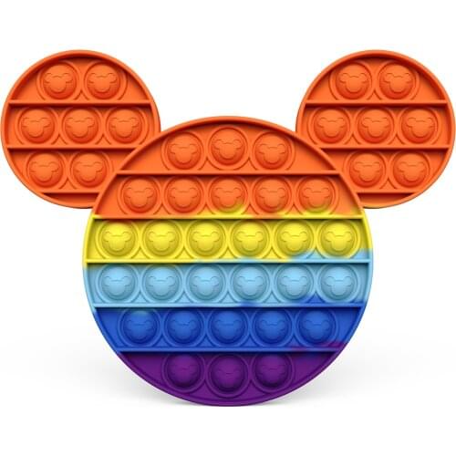 Rainbow Mouse Animal Fidget Toy Push Bubble Stress Sensory Toy Relief Anti-stress Simple Game Antistress Toys Children Adult