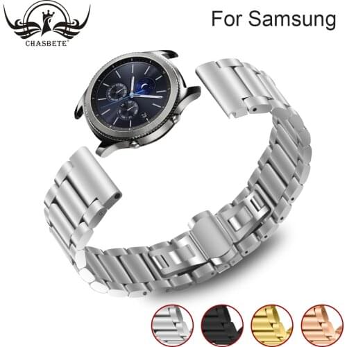 For Samsung Gear S3 Classic / Frontier Watchband Gear 2 Band R380 Neo R381 Live R382 Butterfly Buckle+Quick Release Wrist Strap