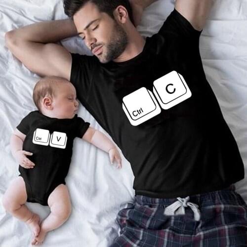 Ctrl C Ctrl V Family Matching Tshirt Father and Daughter Son Shirt Cotton Look Mother Kids Tops Baby Bodysuit Fathers Day Gift