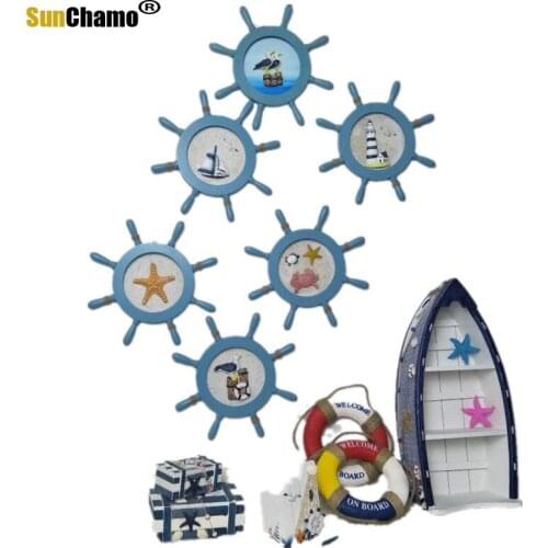 31cm Mediterranean Decorative Rudder Ornaments Wooden Pendant Rudder Home Decoration Living Room Bar Background Decoration