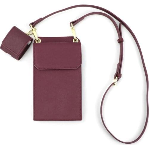 Personalized Letters Saffiano Leather Phone Bag Purse with Airpods Pouch Women Set Bag for Mobile and Airpods 1/2 Pro