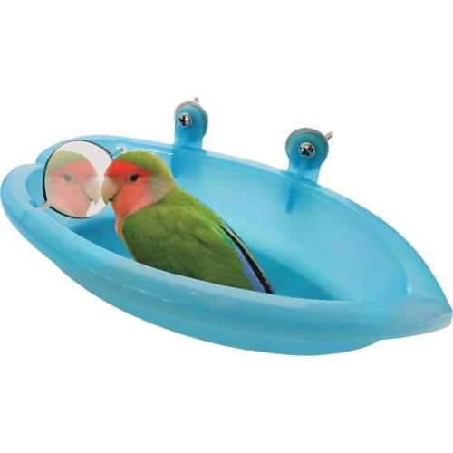 Bird Bath Tub with Mirror For Cage Parrot Bird bath Shower Accessories Bird Cage Hanging Bathing Box for Small Birds Parrots