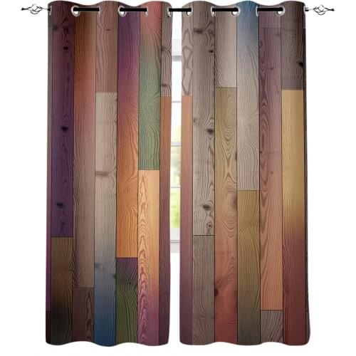Vintage Wooden Board Blackout Curtains for Children Kids Home Decor Bedroom Living Room High Shading Window Curtains