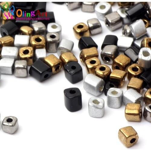 OlingArt 2019 NEW Mixed color 3x4mm Square glass seed beads 85g bead Tube women earrings Bracelet choker necklace jewelry making
