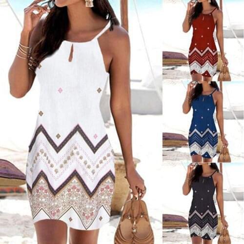 Summer Dresses Sling A Line National Style Women Square Collar Short Dress Sleeveless Summer Casual Beach Club Dress Vestidos