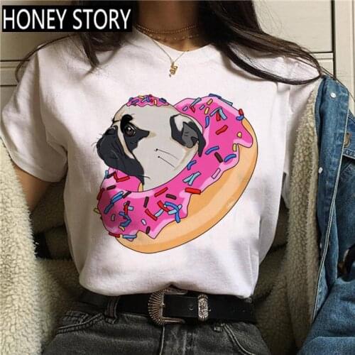 ZOGANK Women Pug Mom Graphic Cute Anime Tshirt Kawaii Pug Harajuku Funny Cartoon T-shirt Dog Streetwear T Shirt Ullzang Tops Tee