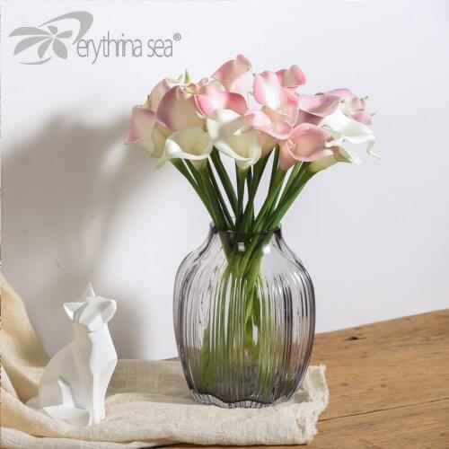 1pcs Simulation Calla Lily Artificial Flower PU Real Home Decoration Flowers Wedding Party Mothers Day Bouquet Flowers