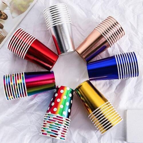10pcs Bronzing Siver Disposable Paper Cup 250ML Juice Party Cups Tableware For Birthday Christmas Wedding Party SupplySupply