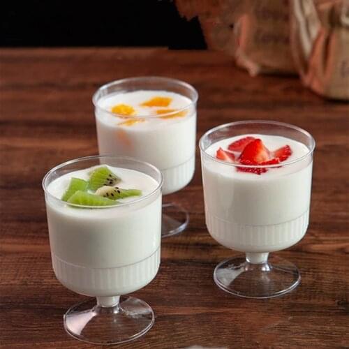 30 Pcs 150ml Mousses Dessert Cup wine glass Clear Pudding Cup Party Accessories Wedding Supplies Disposable Plastic Tableware