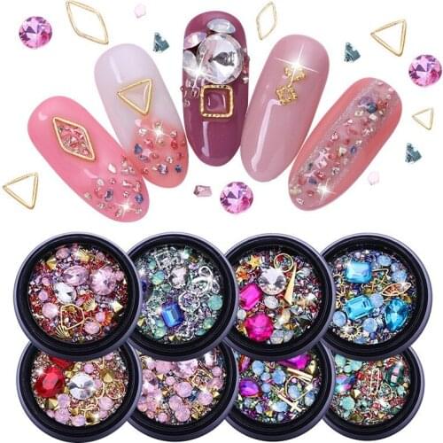 3D Nail Art Rhinestones Metal Rivet Beads Studs Mixed Size Nail Art Decoration Accessories Nail Stones Decors DIY Tips