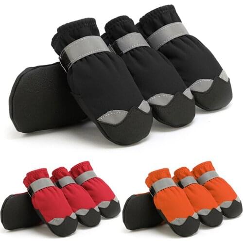 4pcs Anti-Slip Pet Shoes For Dogs With Warm Inner 8Size Small Medium Large Dog Shoes Winter Snow Boots Socks
