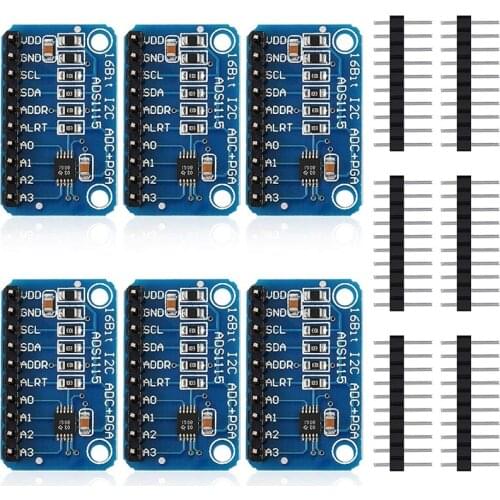 6 PCS ADS1115 Analog to Digital Converter 16 Bit ADC Module Converter with Programmable Gain Amplifier for Raspberry Pi