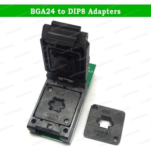BGA24 to DIP8 BGA24 Turn DIP8 Programmer Adapter Socket With 6*4mm + 5*5mm IC Chip Frame for RT809H RT809F TL866A TL86II Plus