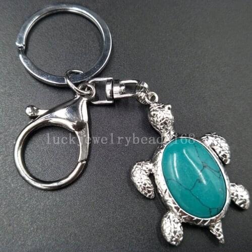 Free Shipping Beautiful jewelry Howlite Turtle Key Chain Hang Pendant bag MC5036