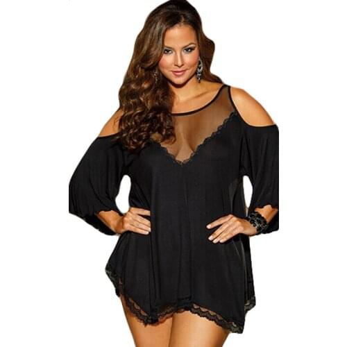 Plus Size Nightwear Sexy Woman Costume Erotica Female Cosplay Three Colores Nightgown Lace Lady Nightclothes Pajamas Gown CA225