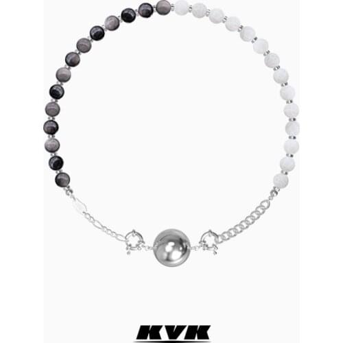 KVK black and white agate stitching Necklace 2021 new light luxury niche design temperament simple stitching Necklace