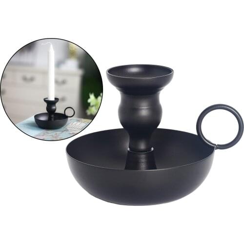 Black Iron Taper Candle Holder Cone Candlestick Holder Stand Dinner Decor