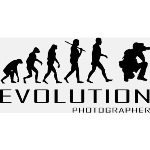 Dawasaru Lovely Car Stickers Evolution of Photographer Art Photos Camera Decals Sunscreen Laptop Auto Accessories PVC,16cm*8cm