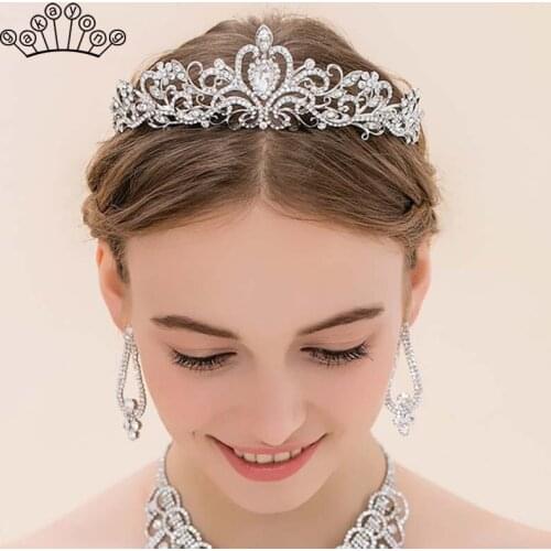 New Fashion Baroque Luxury Crystal Bridal Crown Tiaras Light Gold Diadem Tiaras for Women Bride Wedding Hair Accessories