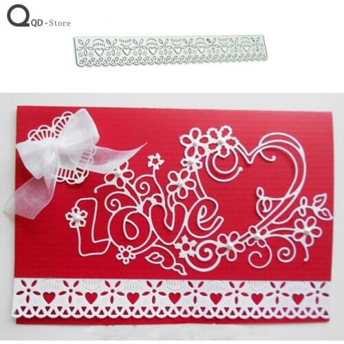 Long Heart-Shaped Lace Background Border Metal Cutting Dies Scrapbook DIY Card Make Mould Model Craft Decoration New 2021