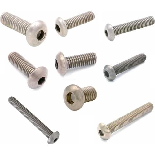 LOT20 M3x0.5/M4x0.7/M5x0.8/M6x1 TA2 GR2 Pure Titanium Socket Head Dome Allen Head Cap Screw Bolts Anti Acid Corrosion