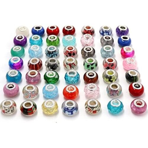 Mix 30pcs Colorful Glass Beads Fit for Women Pandora Style Bracelet Charms DIY Jewelry Making