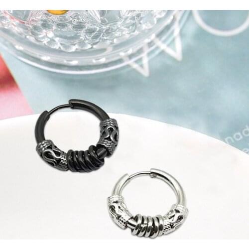 Cool Punk Mens Stainless Steel Hip Hop Stud Earrings Round Earring Pendant For Men Earings Jewelry Sliver Plated For Gifts