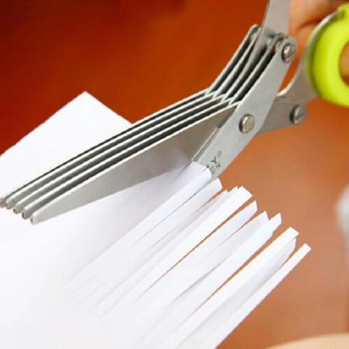 5 layers of stainless steel kitchen Chopped scallions scissors cut office shredding DIY craft scissors