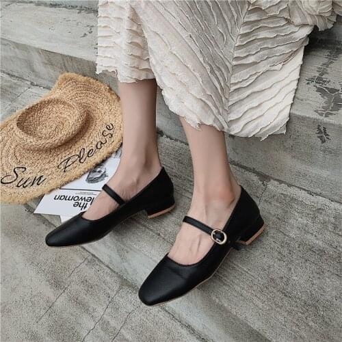 Summer new style Japanese cute girl Mary Jane womens shoes fashion square toe flat shoes comfortable small leather shoes