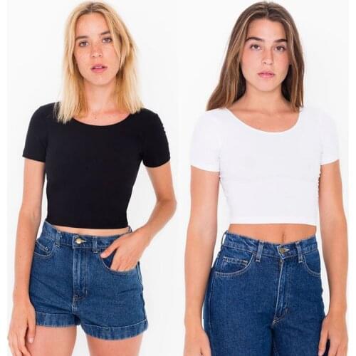 Summer Short T-Shirt Woman Harajuku Solid Color Tee Top Aesthetic Clothes Fashion Shirt for Dropshipping Wholesale Custom Logo