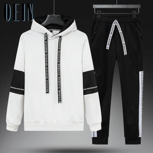 2021 Tracksuits Men 2 Pieces Sets Hooded Sweatshirt + Sweatpants Sportswear Streetwear Hoodies Casual Mens Clothing Ropa Hombre