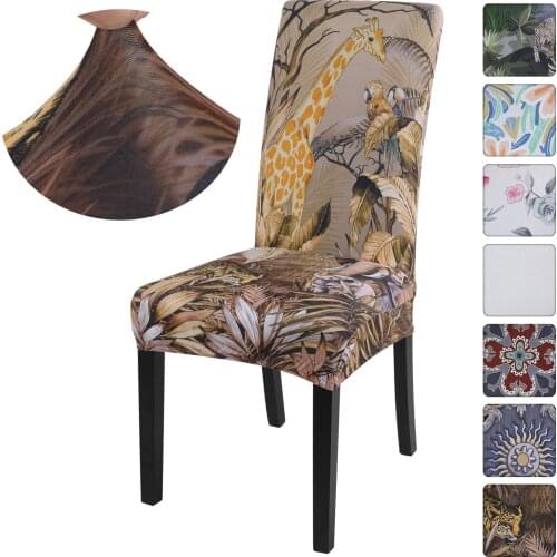 PrintedUpgraded Soft Spandex Dinning Room Chair Cover Elastic Stretch Chair Slipcovers Protector For Wedding Banquet 1/2/4/6pcs