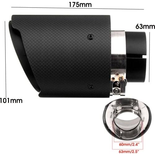 Inlet 63mm 2.5" Outlet 101mm 4" Carbon Fiber Car Exhaust Tail Pipes Muffler Tip Tail End Muffler Pipe Universal Stainless Steel