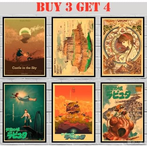 20 Designs Anime Laputa Castle In The Sky Kraft paper Poster HomeDecal Painting Wall Sticker 42X30cm