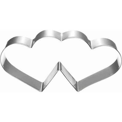 Stainless Steel Double Heart Valentine\s Day Cookie Biscuit Pastry Cutter Mold Double Heart Cookie Cutter Durable Baking Tools