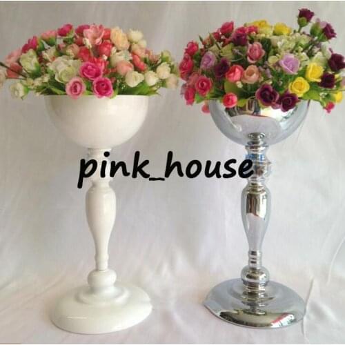 New arrive 37 cm tall white metal flower vase wedding table centerpiece event / home decor hotel road lead 10 PCS / Lot